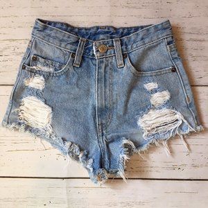 BDG Denim High Rise Light Wash Distressed Short